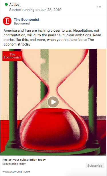The Economist FB video ad example 2
