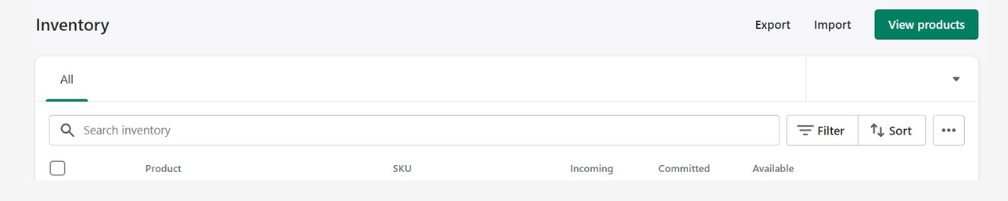 Shopify inventory